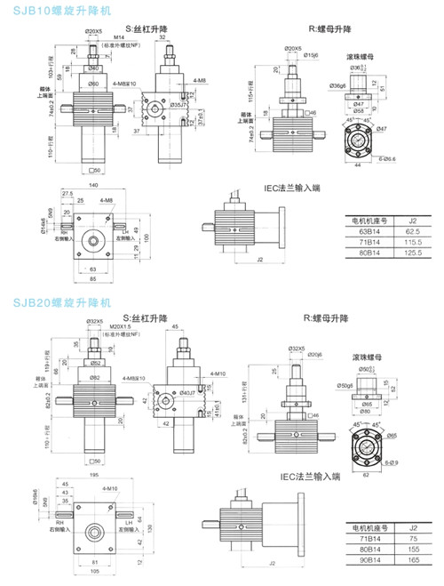 SJB螺旋升降機(jī)外形安裝圖